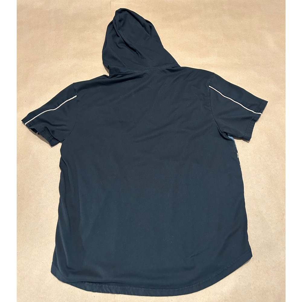Red Ape Black & Gray Short Sleeve Hooded Shirt Y2K Mens Large - Picture 2 of 7
